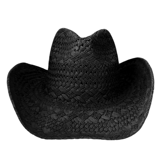 Custom straw cowgirl hat - BLK